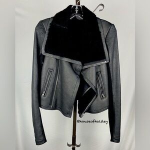 ‼️SOLD‼️ RICK OWENS Shearling Lamb Leather Moto Jacket Black Size 8 US / 42 IT